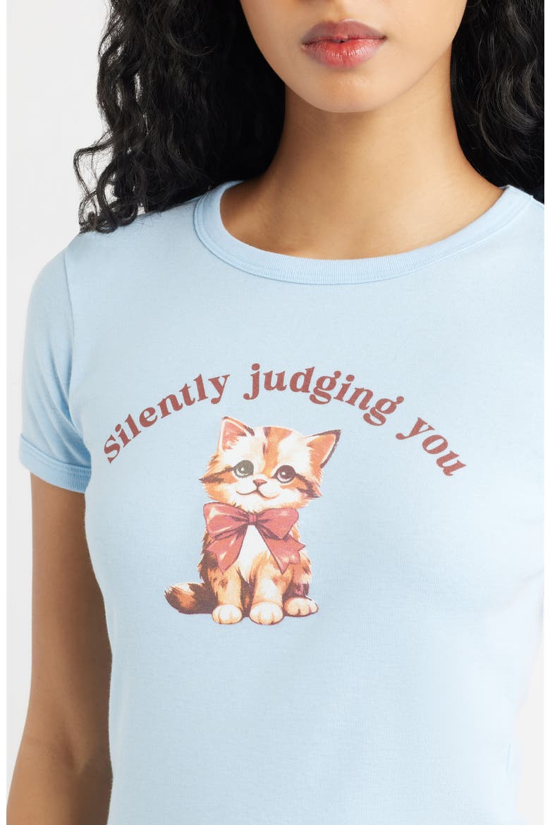 Silently Judging You Graphic Baby Tee, Alternate, color, LIGHT BLUE