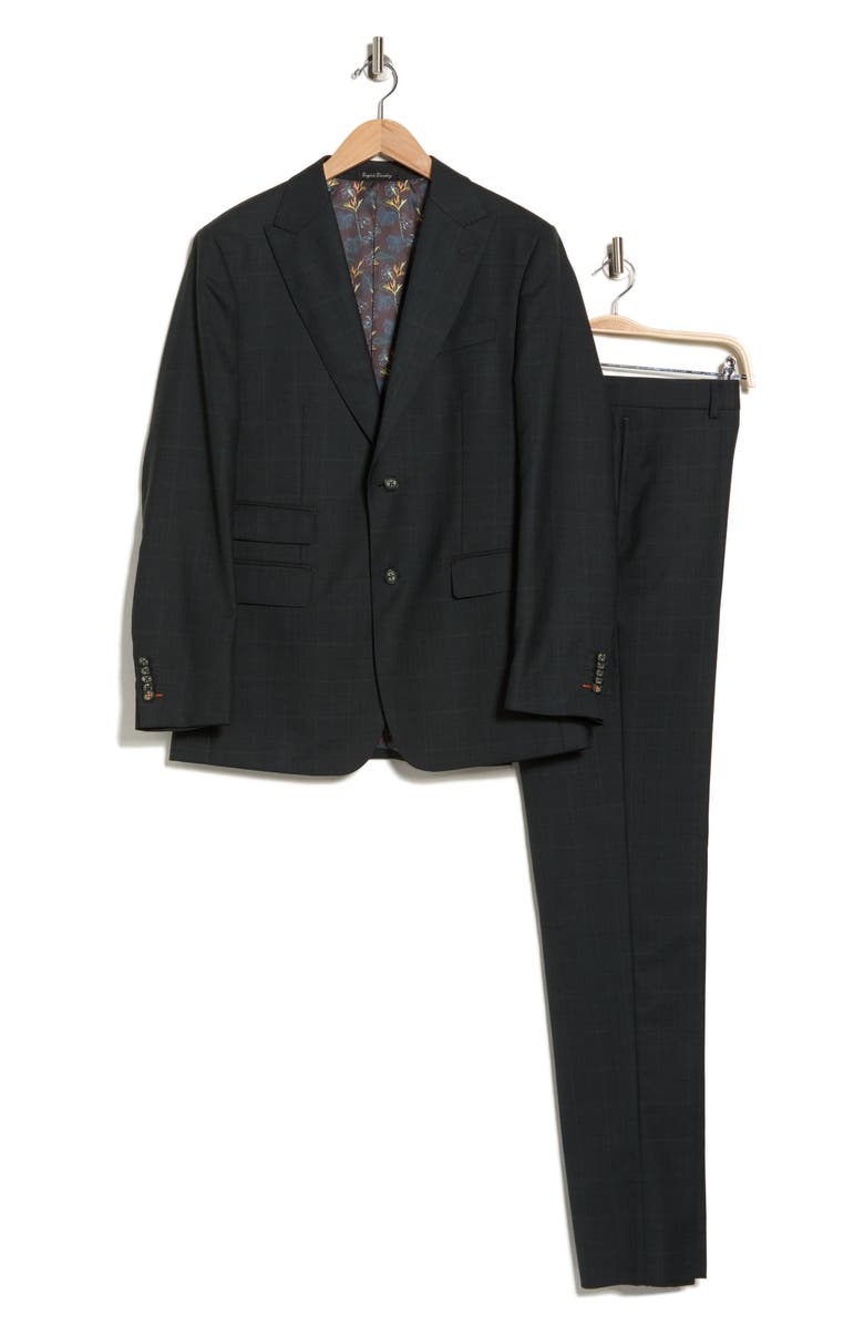 English Laundry Trim Fit Solid Wool Blend Two-Piece Suit, Alternate, color, Darkgrn