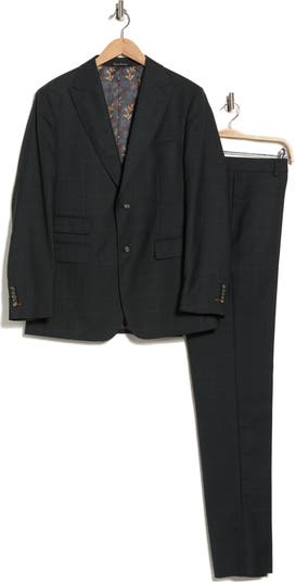 Trim Fit Solid Wool Blend Two-Piece Suit