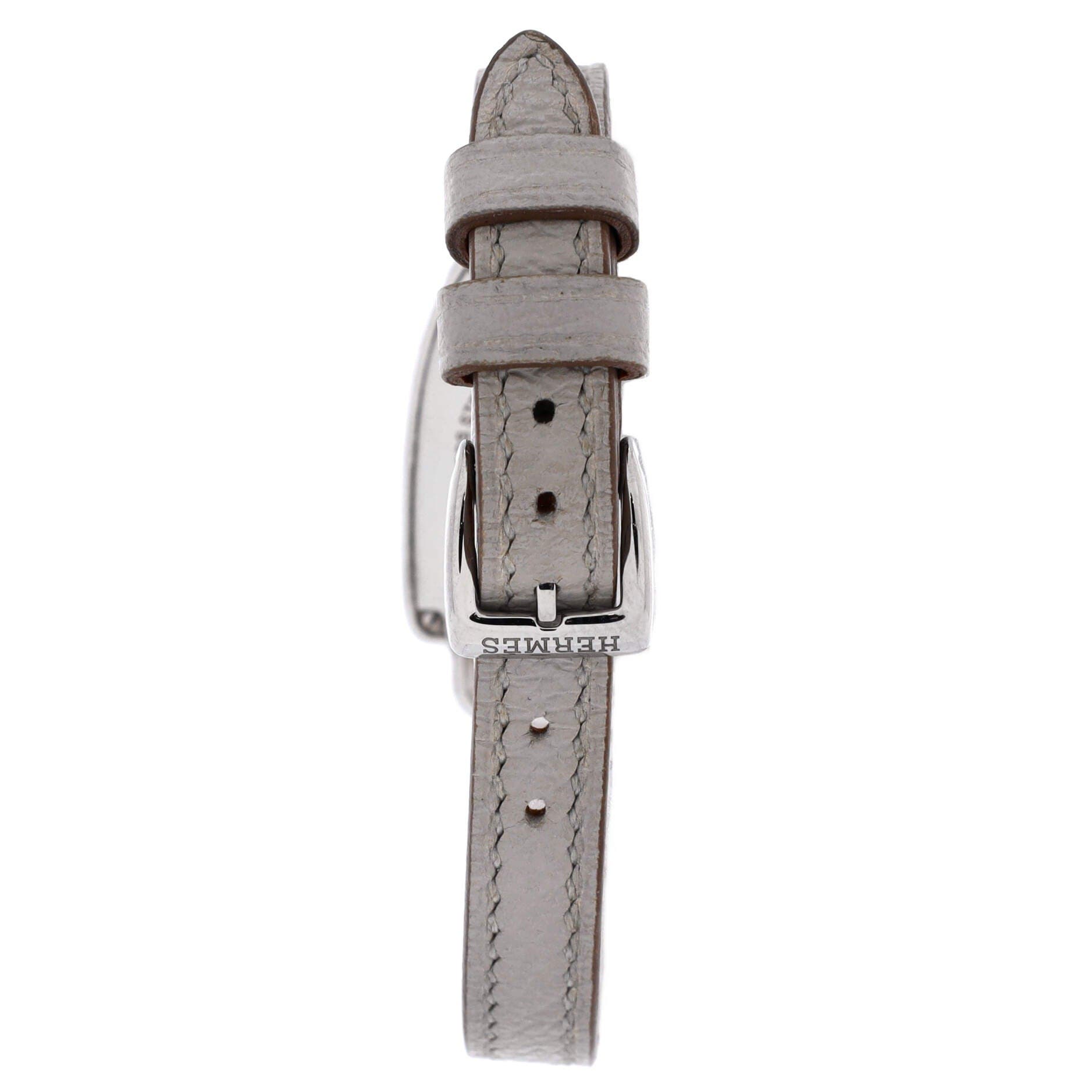 Galop d'Hermes Quartz Watch Stainless Steel and Leather with Diamond Bezel 21, Alternate, color, Grey
