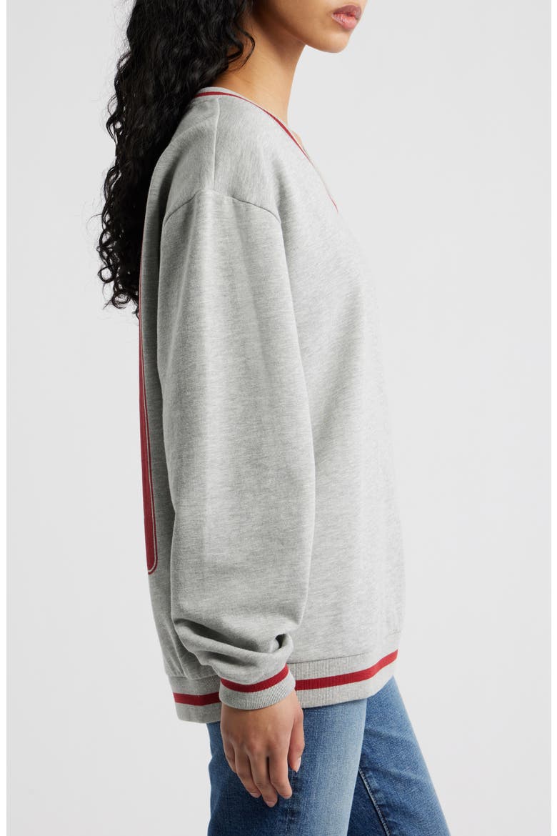 Heart Card Bow Ace V-Neck Sweatshirt, Alternate, color, HEATHER GRAY