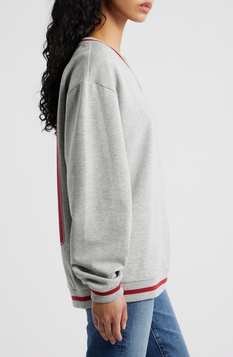 GOLDEN HOUR Heart Card Bow Ace V-Neck Sweatshirt, Alternate, color, Heather Gray