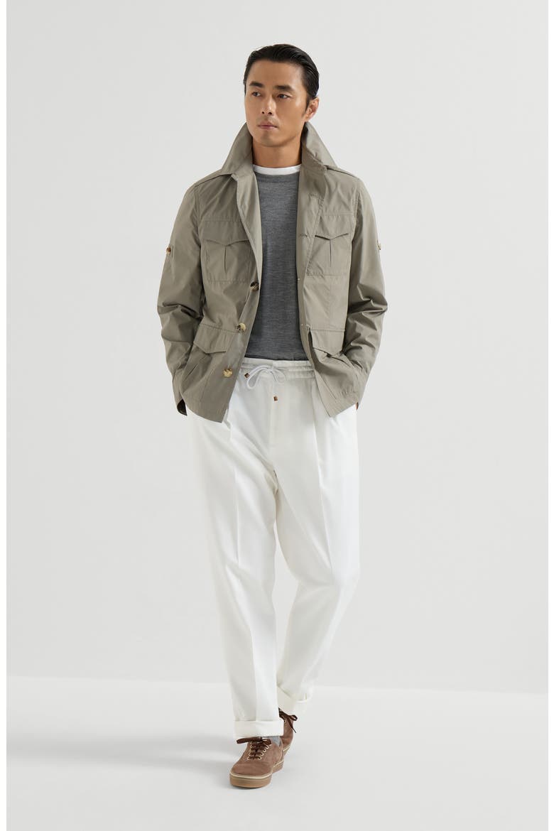 Lightweight water-resistant techno cotton unlined safari jacket, Alternate, color, Khaki