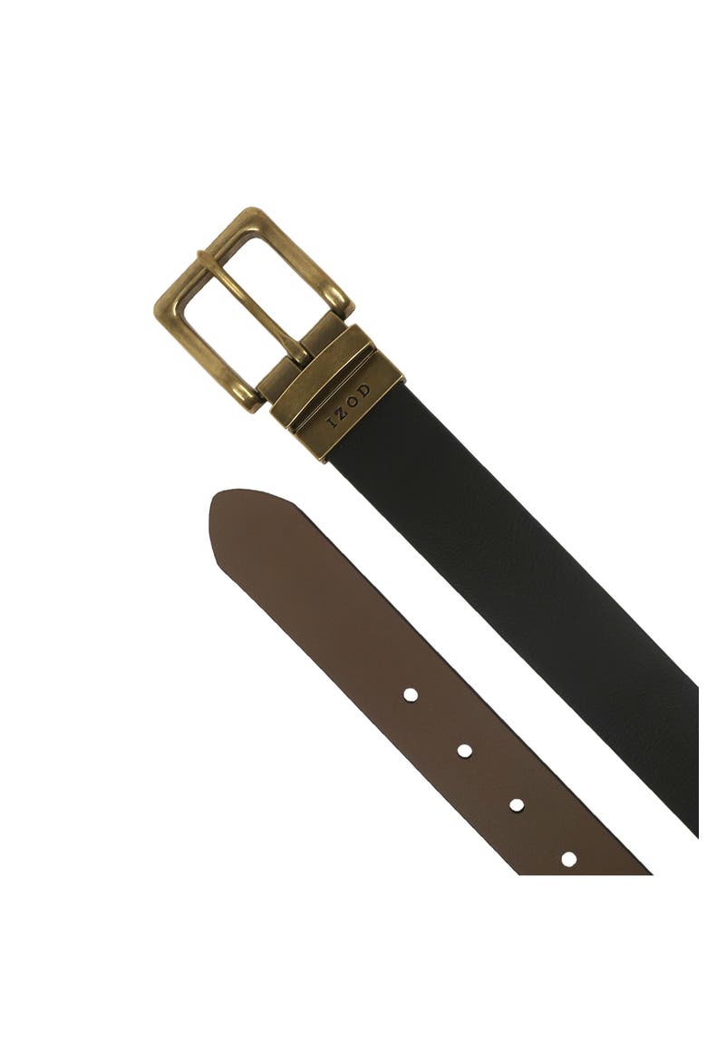 Mens Reversible Cut Edge Leather Belt, Alternate, color, Black