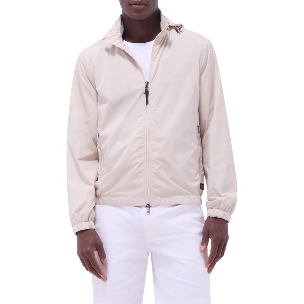 Bugatchi Water Repellent Packable Jacket With Removable Hood In Almond