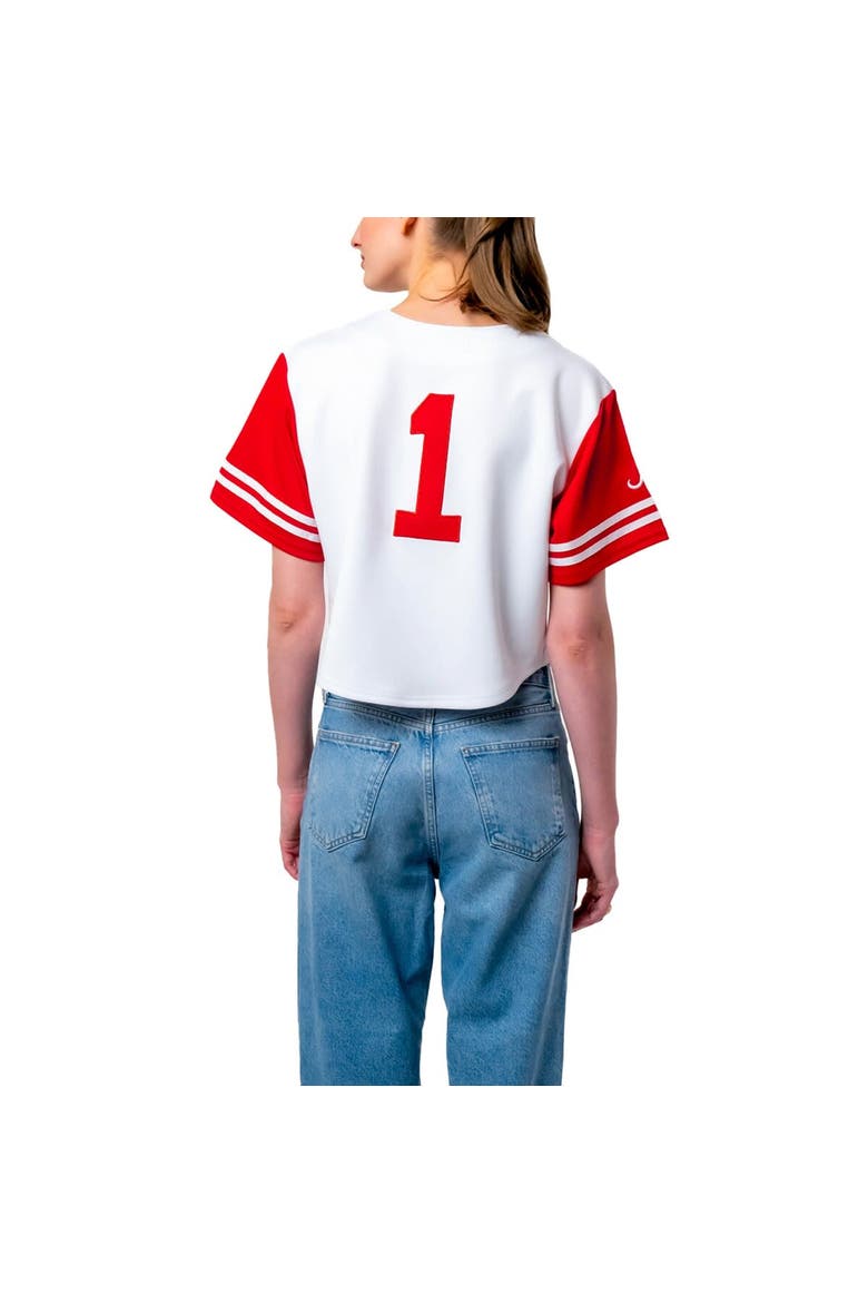 Women's Established & Co. White Alabama Crimson Tide Baseball Jersey Cropped T-Shirt, Alternate, color, White