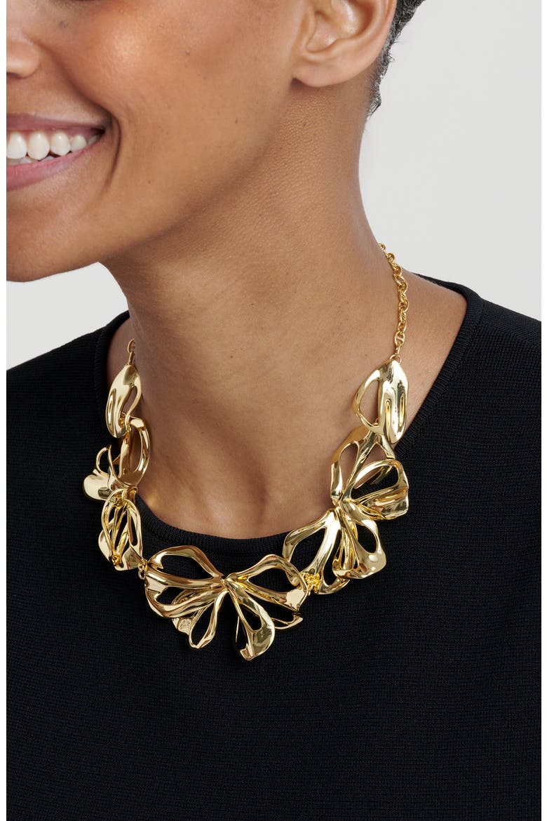 Leona Abstract Leaf Statement Necklace, Alternate, color, GOLD TONE