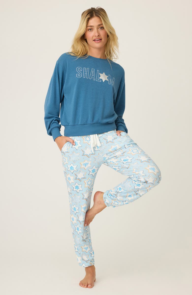 PJ Salvage You Had Me at Shalom Pajama Sweatshirt, Alternate, color, Steel Blue