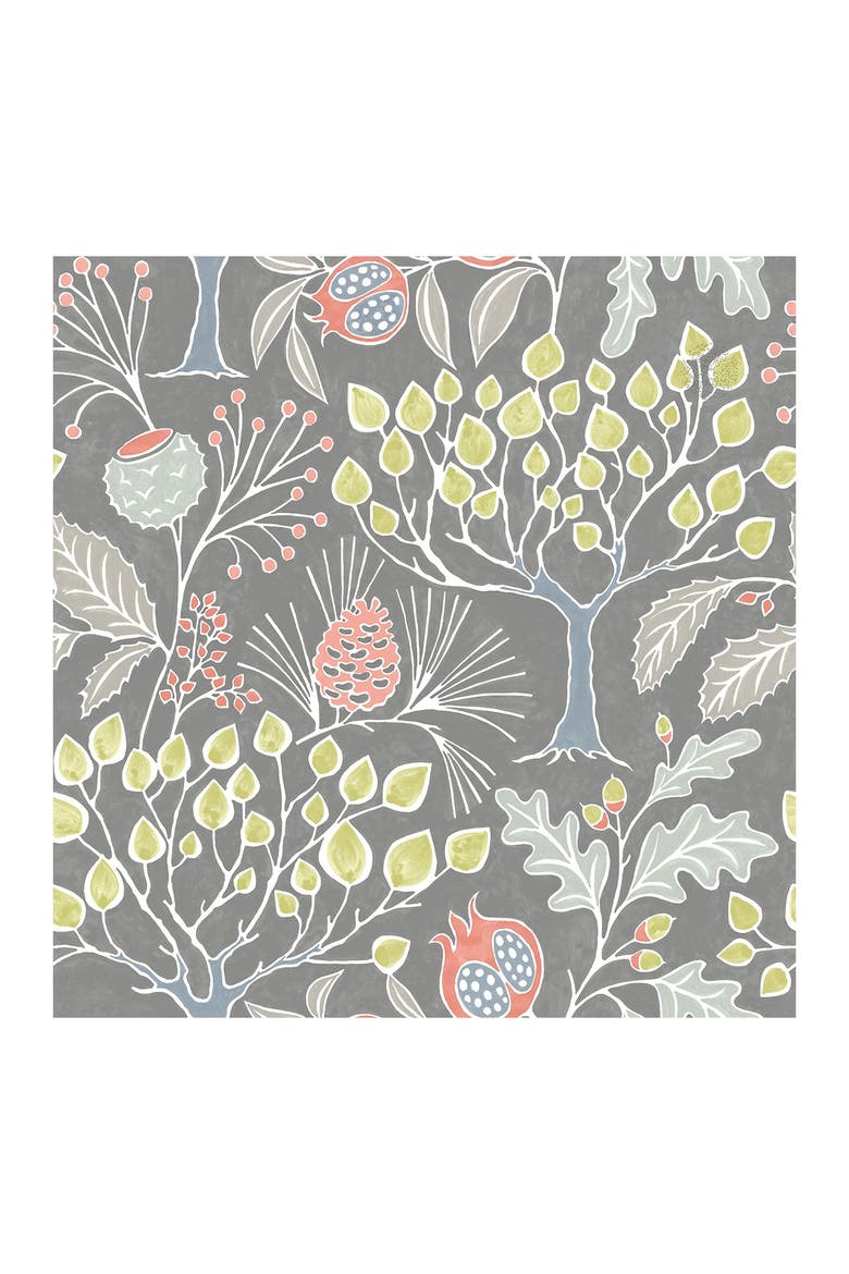 Groovy Garden Grey Peel & Stick Wallpaper, Main, color, MULTICOLOR