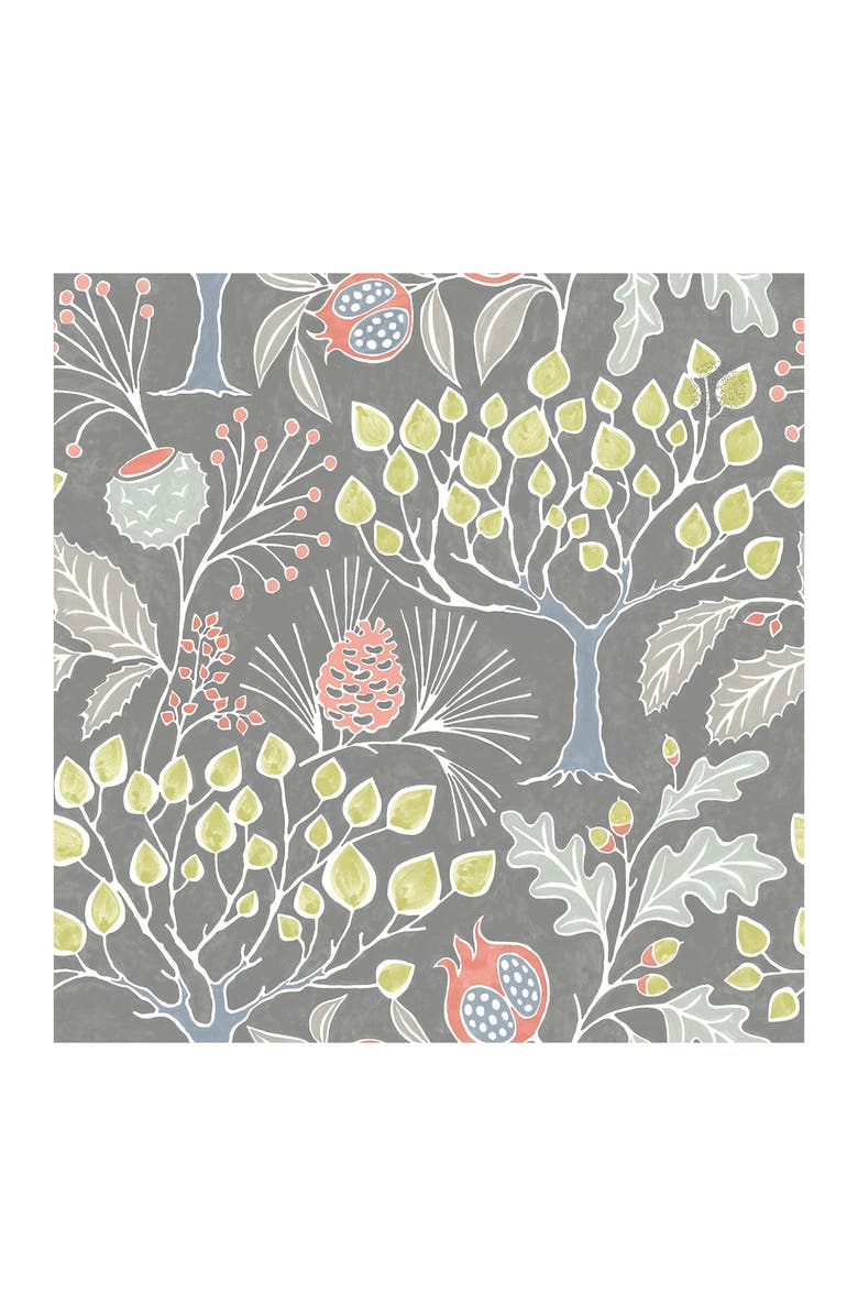 Wallpops Groovy Garden Grey Peel & Stick Wallpaper, Main, color, Multicolor