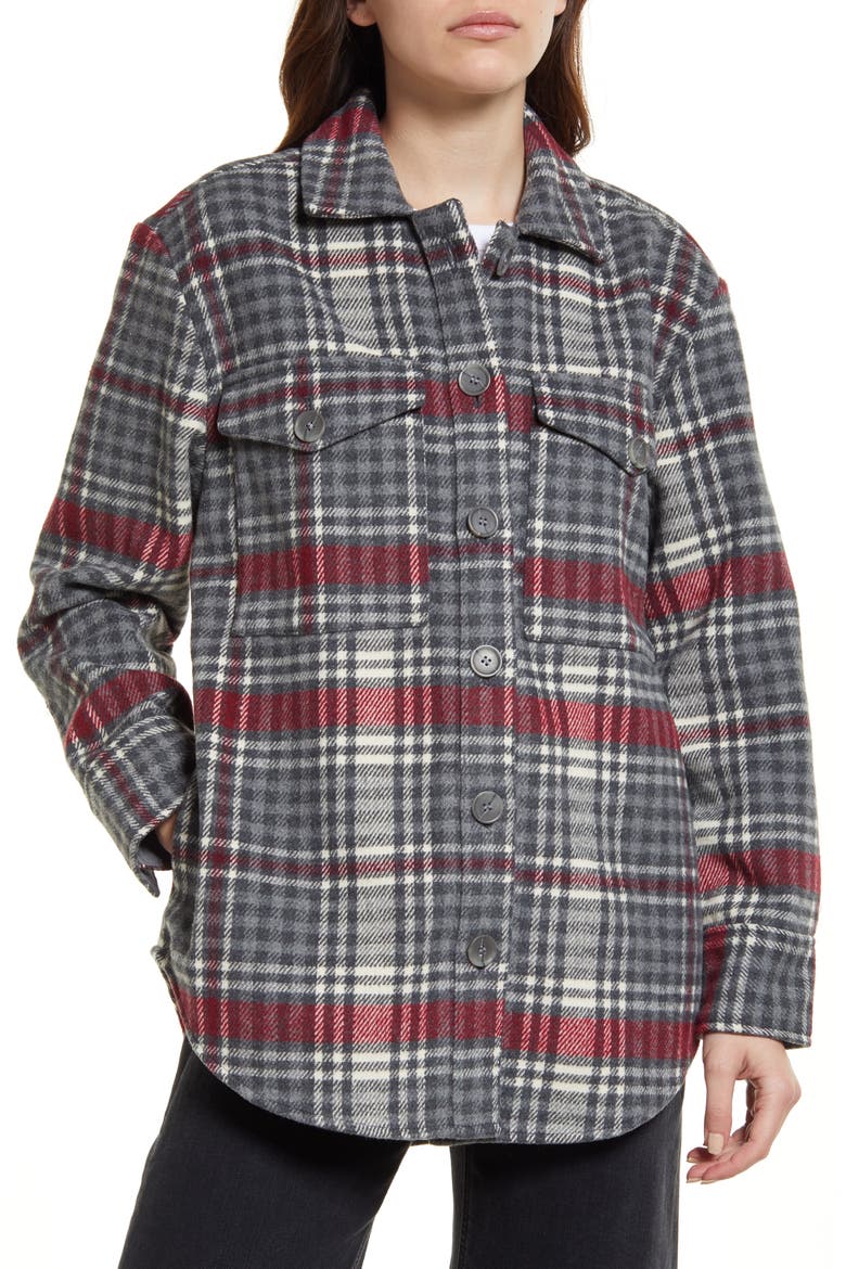 Plaid Shirt Jacket, Alternate, color, GREY LARGE IDA PLAID