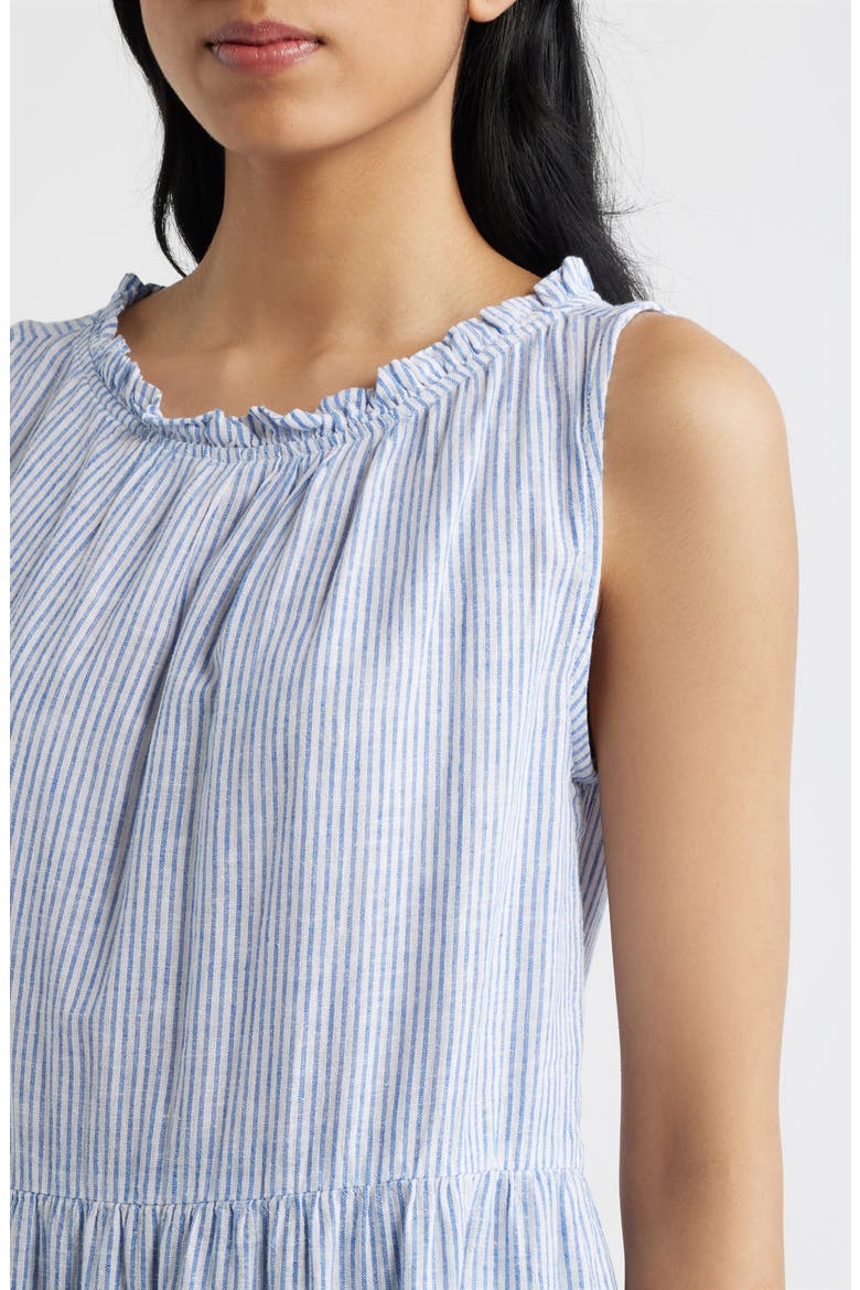 Saison Sleeveless Tiered Linen & Cotton Dress, Alternate, color, BLUEBERRY CHEESECAKE