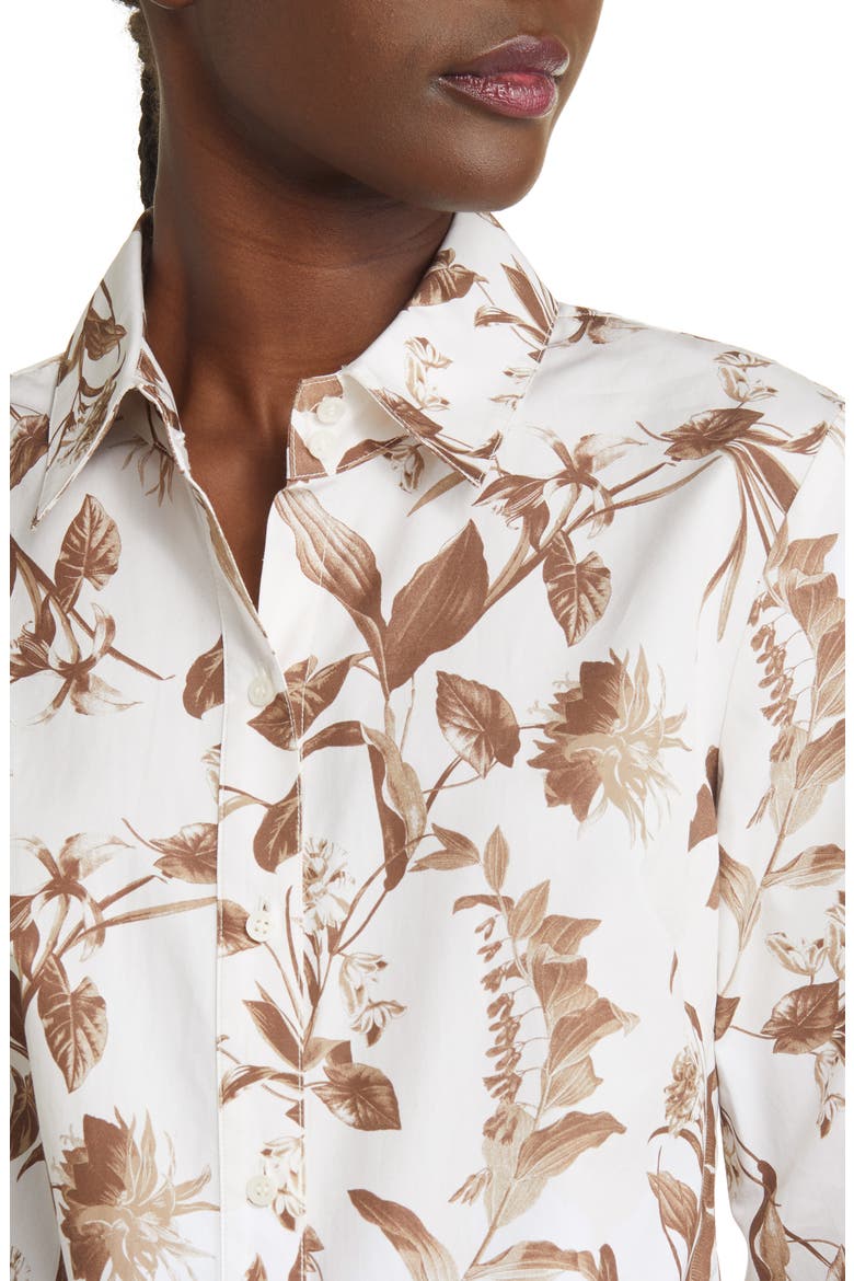 Floral Cotton Shirt, Alternate, color, IVORY- TAN BOTANICAL BLOSSOM