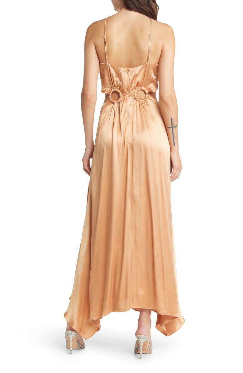 Elliatt Visitant Cutout Satin Maxi Dress, Alternate, color, 