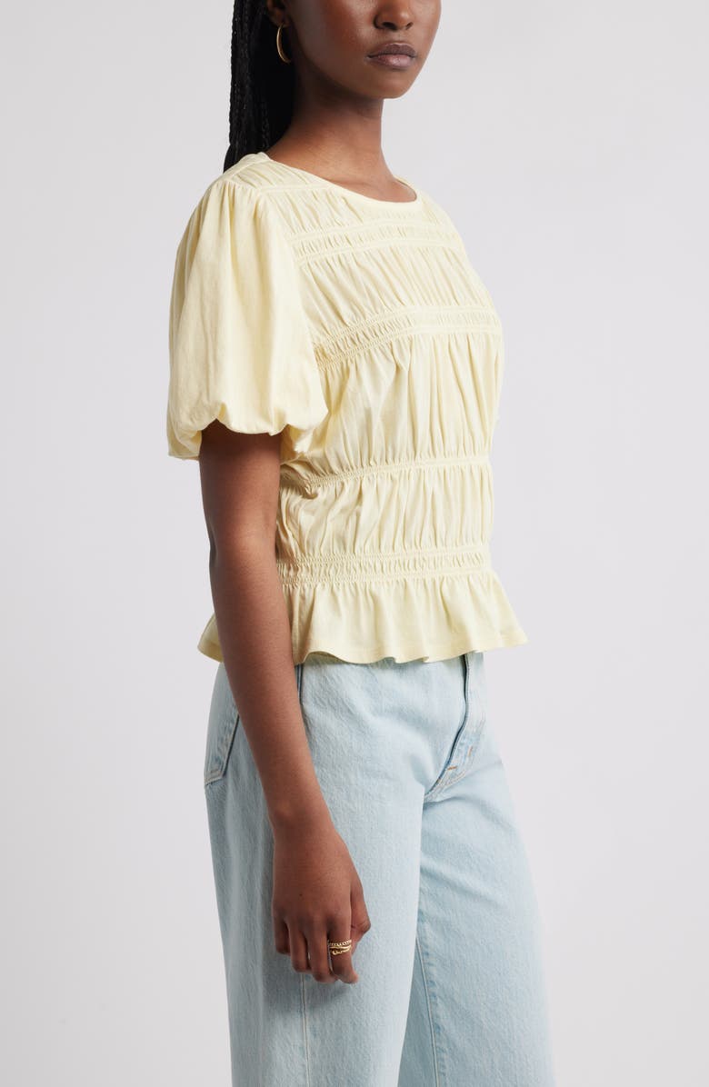 Treasure & Bond Smocked Puff Sleeve Top, Alternate, color, Yellow Clover