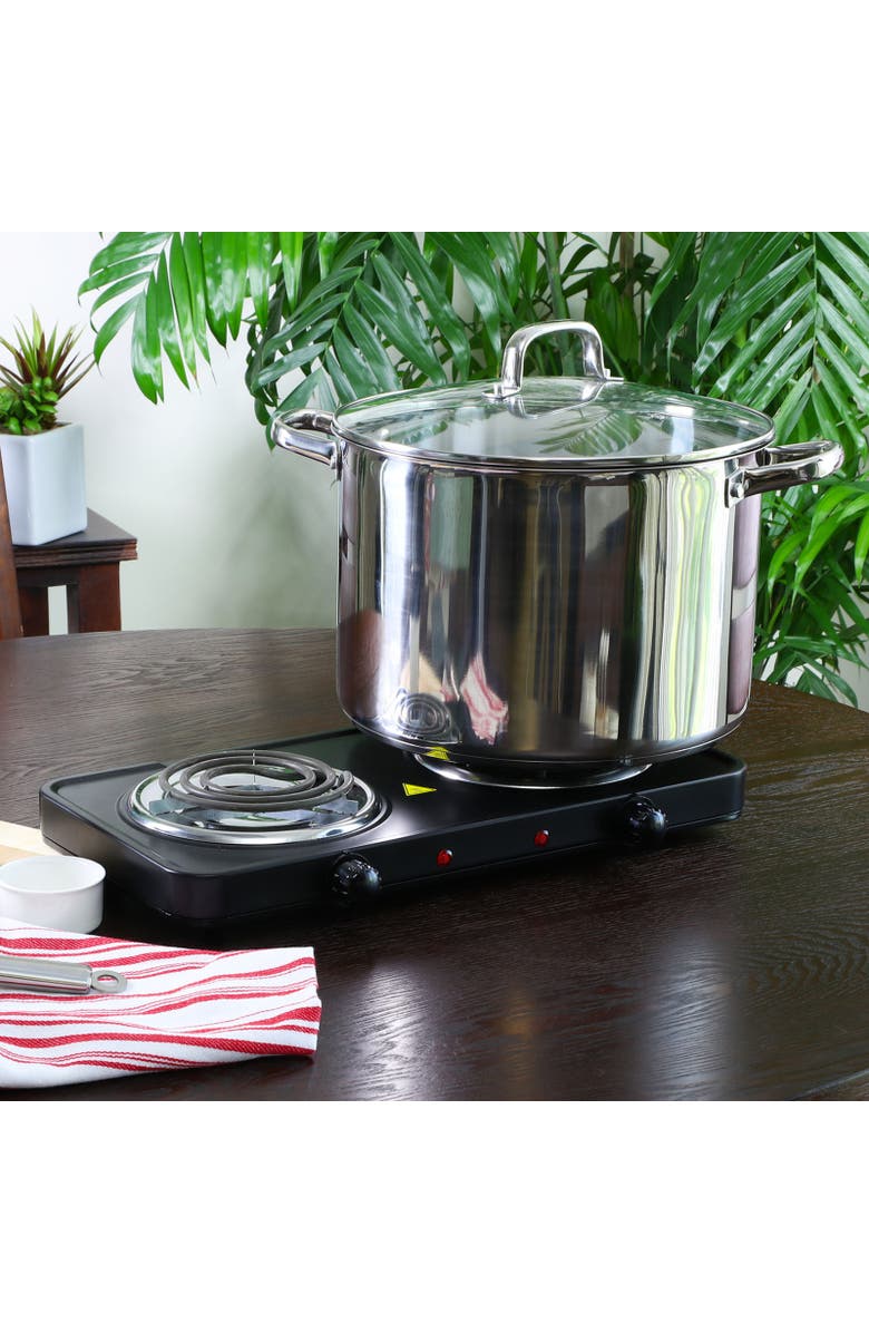 OSTER Adenmore 16 Quart Stainless Steel Stock Pot With Tempe Glass Lid, Alternate, color, Metallic Silver