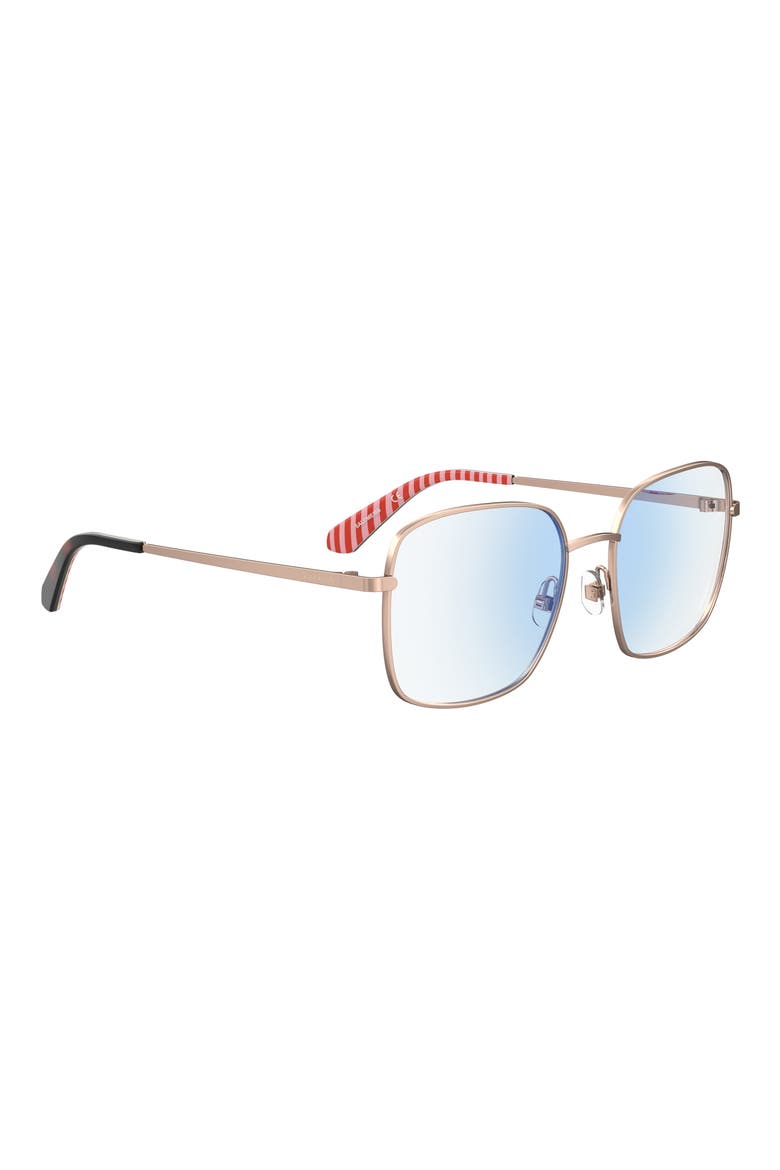 salome 52mm square blue light blocking reading glasses, Alternate, color, RED GOLD/ DEMO