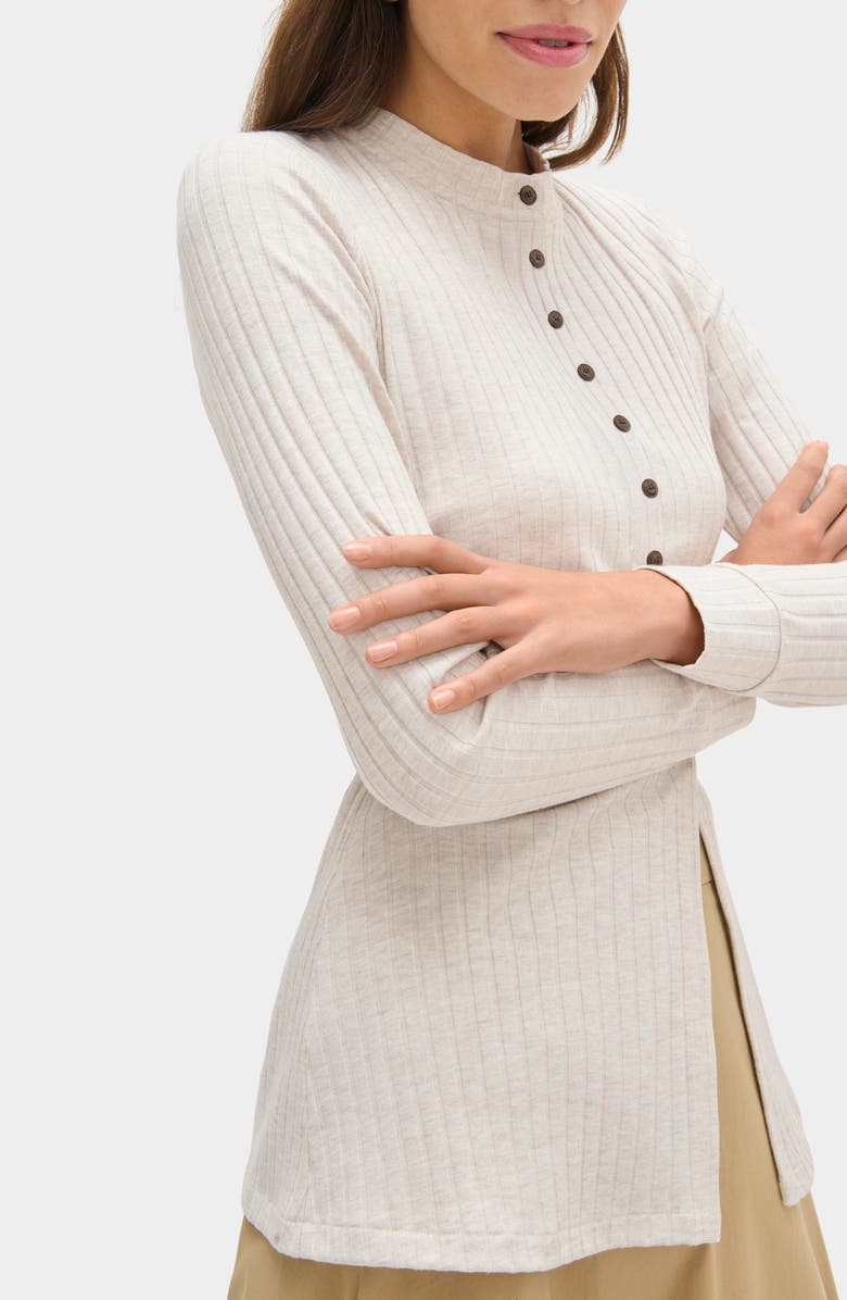 ALIGNE Daphne Rib Cardigan, Alternate, color, Oatmeal Marl