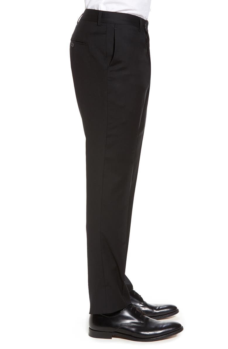 Strong Suit Flat Front Stretch Solid Wool Trousers, Alternate, color,