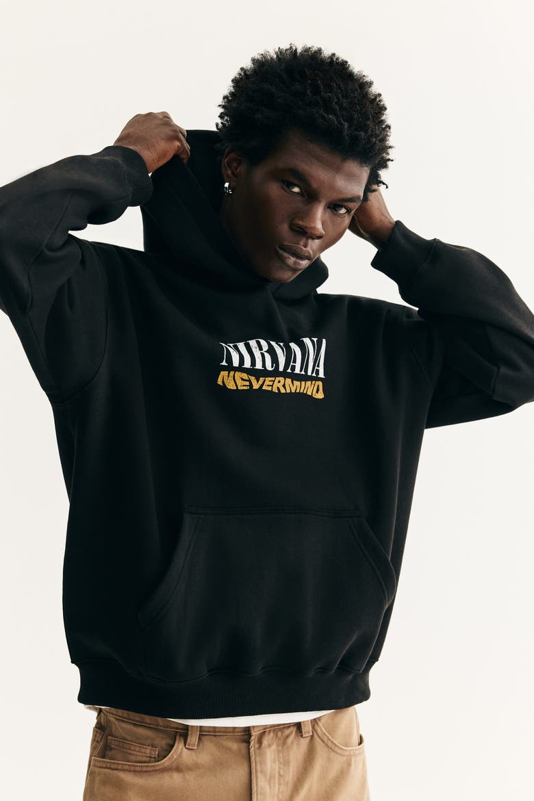 Loose Fit Hoodie, Main, color, Black/Nirvana
