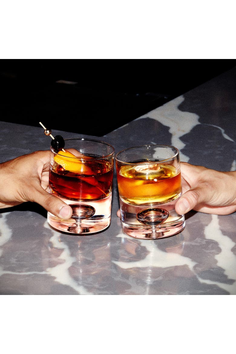 Crystal Bubble Heavy Base Whiskey Glass Tumbler - Set of 4, Alternate, color, Clear