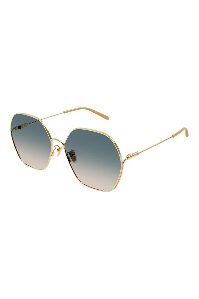 61mm Gradient Irregular Round Sunglasses, Alternate, color, GOLD