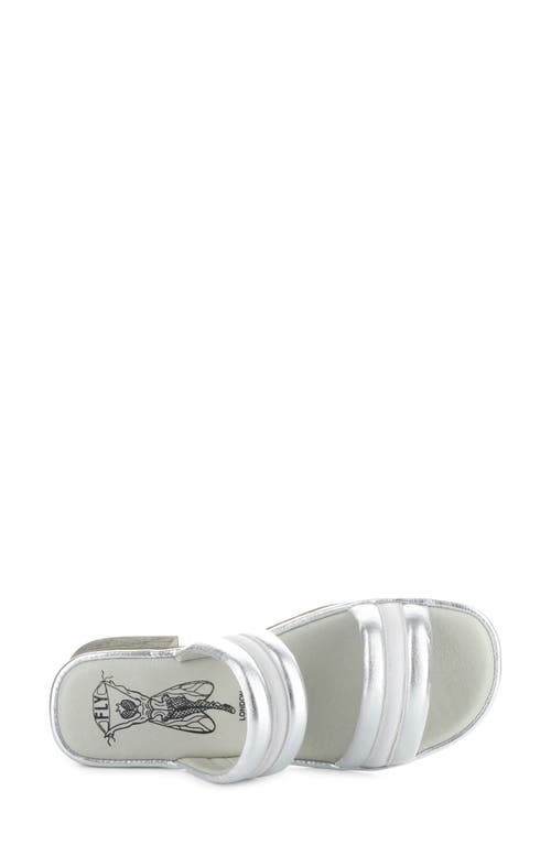 Fly London Eity Block Heel Sandal In Silver/white