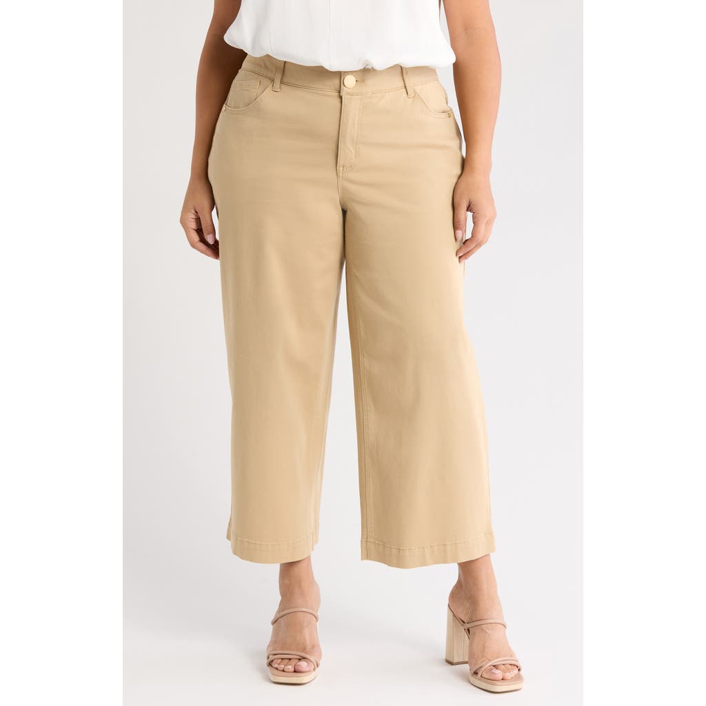 Wit & Wisdom Sam High Waist Ankle Wide Leg Twill Pants In Vintage Walnut