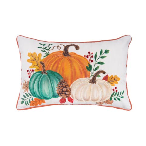 Trio Harvest Pumpkins Cotton Blend Mini Accent Pillow 14" x 22"