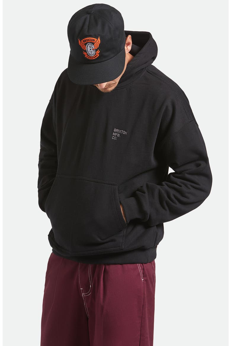 Oversize Embroidered Logo Heavyweight Hoodie, Alternate, color, BLACK