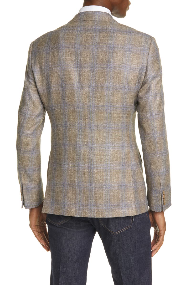 Giorgio Armani Trim Fit Plaid Wool & Silk Blend Sport Coat, Alternate, color, 