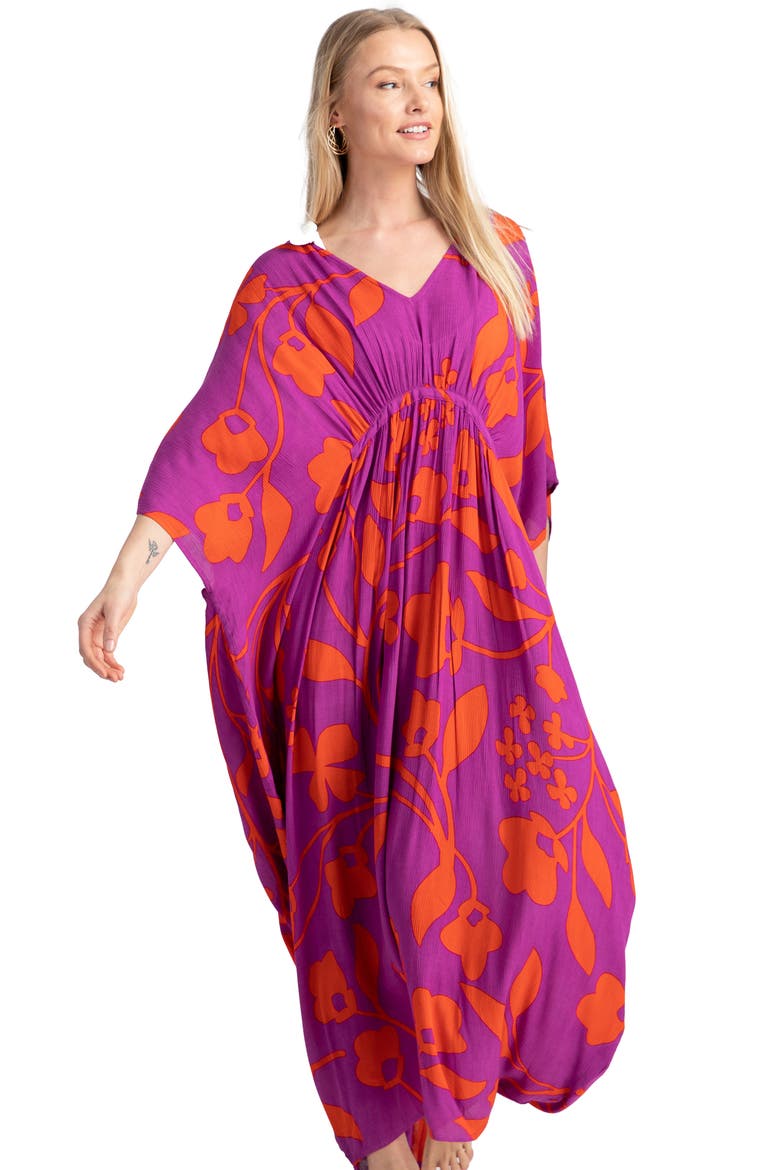 Floral Print Cover-Up Kaftan, Alternate, color, PINK