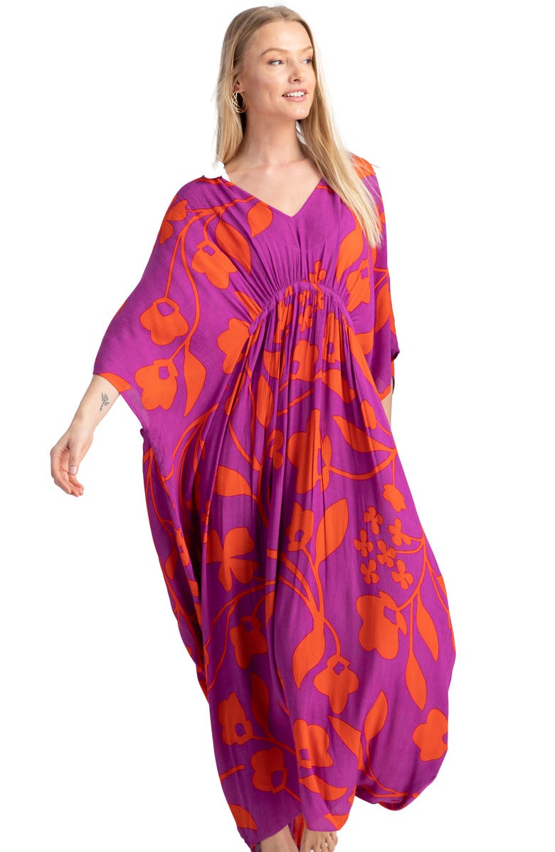 SAACHI Floral Print Cover-Up Kaftan, Alternate, color, Pink