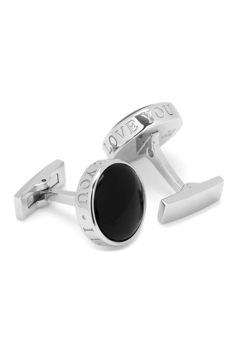 I Love You Onyx Cuff Links, Alternate, color, BLACK