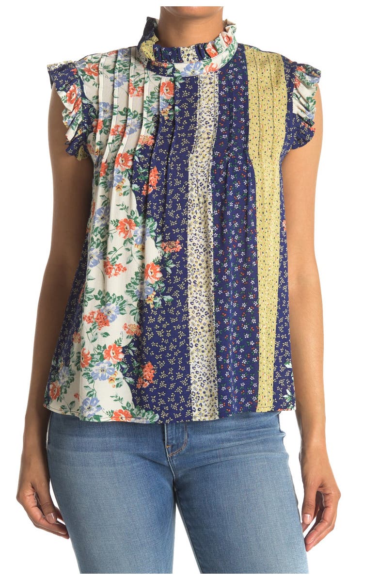 Everleigh Print Mix Pleated Swing Tank, Main, color,