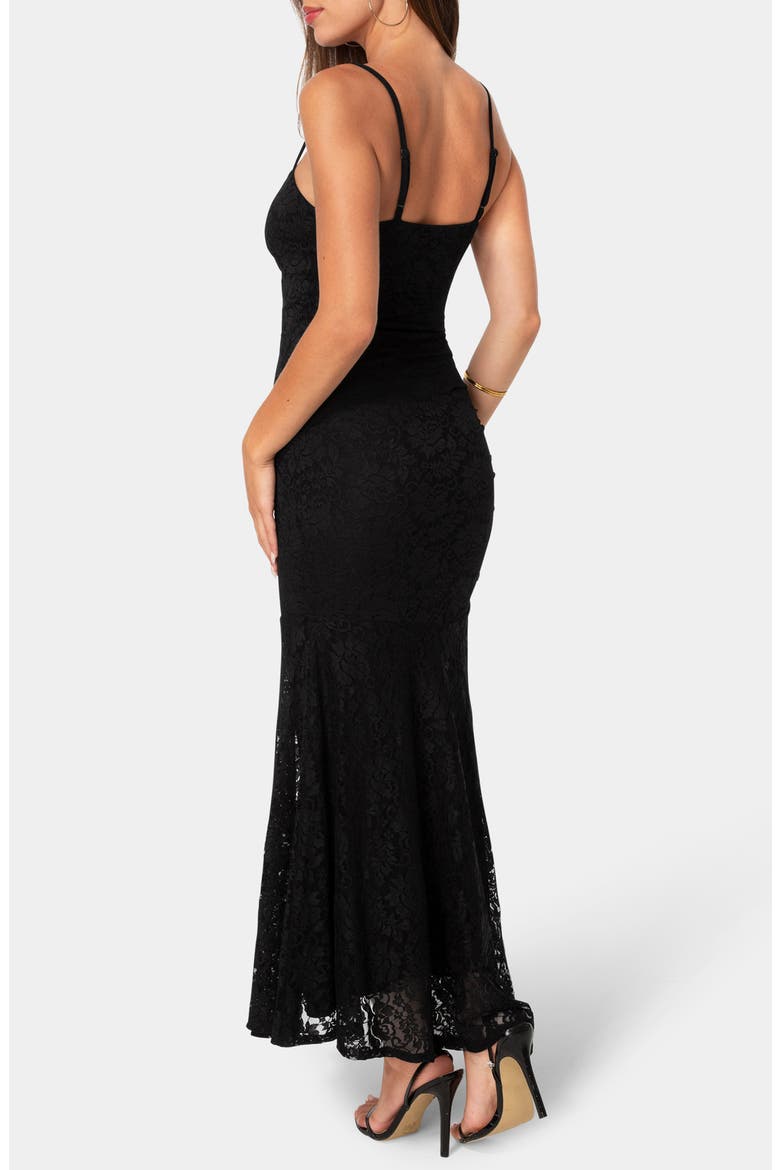 Spaghetti Strap Lace Maxi Dress, Alternate, color, BLACK
