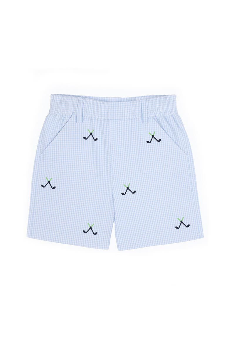 Check Seersucker Short with Embroidered Golf Clubs, Main, color, Blue/White