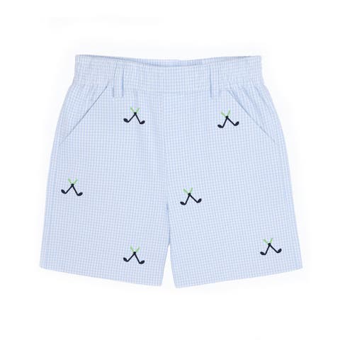 Check Seersucker Short with Embroidered Golf Clubs (Toddler, Little Kid)