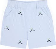 Florence Eiseman Check Seersucker Short with Embroidered Golf Clubs