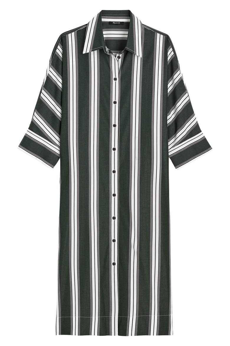 Stripe Dolman Sleeve Poplin Midi Shirtdress, Alternate, color, SUMMIT GREEN