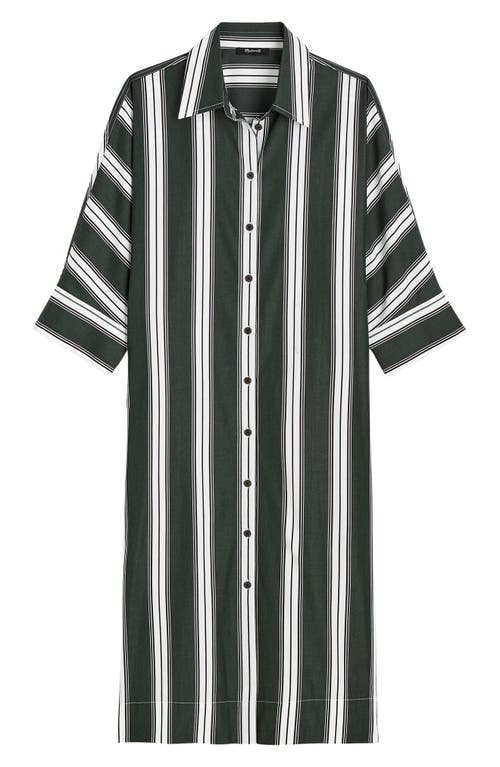 Shop Madewell Stripe Dolman Sleeve Poplin Midi Shirtdress In Summit Green
