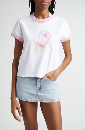 Alexander Wang ☆ホワイト Sugar Baby リンガーTシャツ Alexander Wang Sugar Baby Shrunken Ringer Graphic T-Shirt