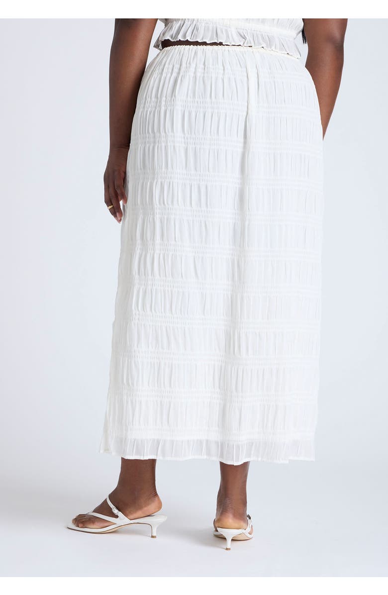 ELOQUII Ruched Tiered Maxi Skirt, Alternate, color, Jet Stream
