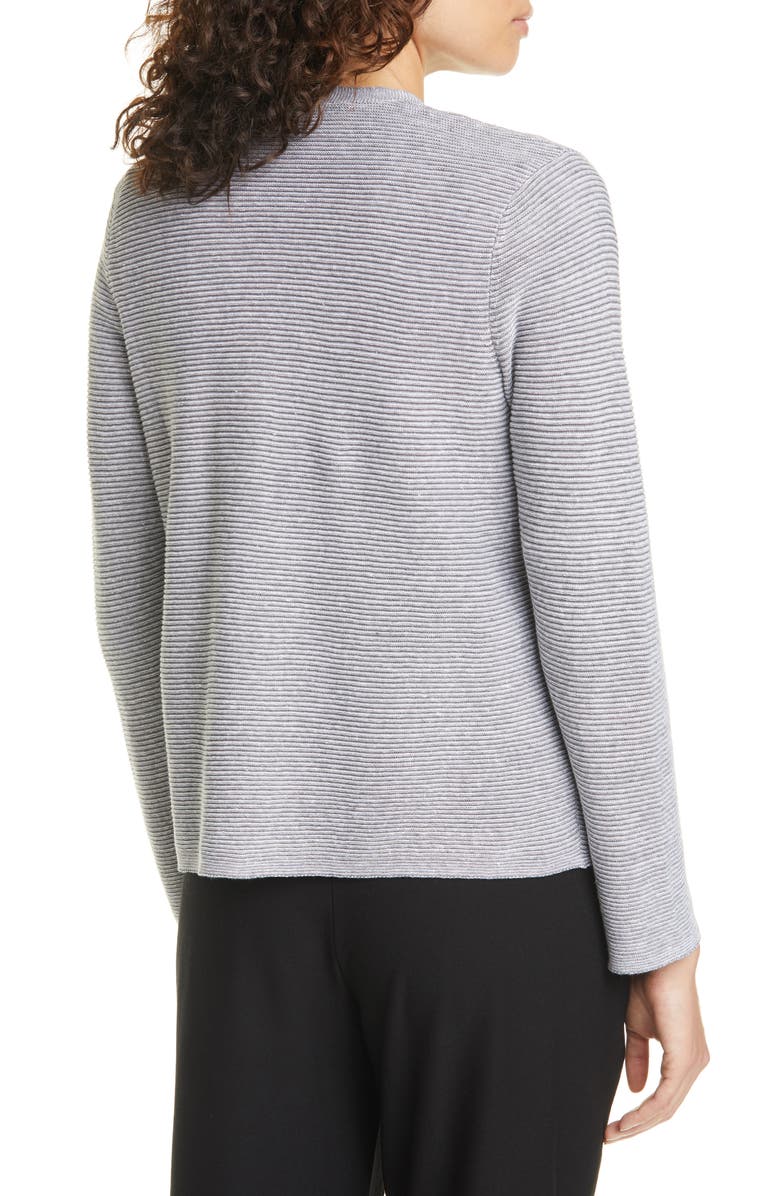 Eileen Fisher Ribbed Organic Linen & Cotton Cardigan, Alternate, color,