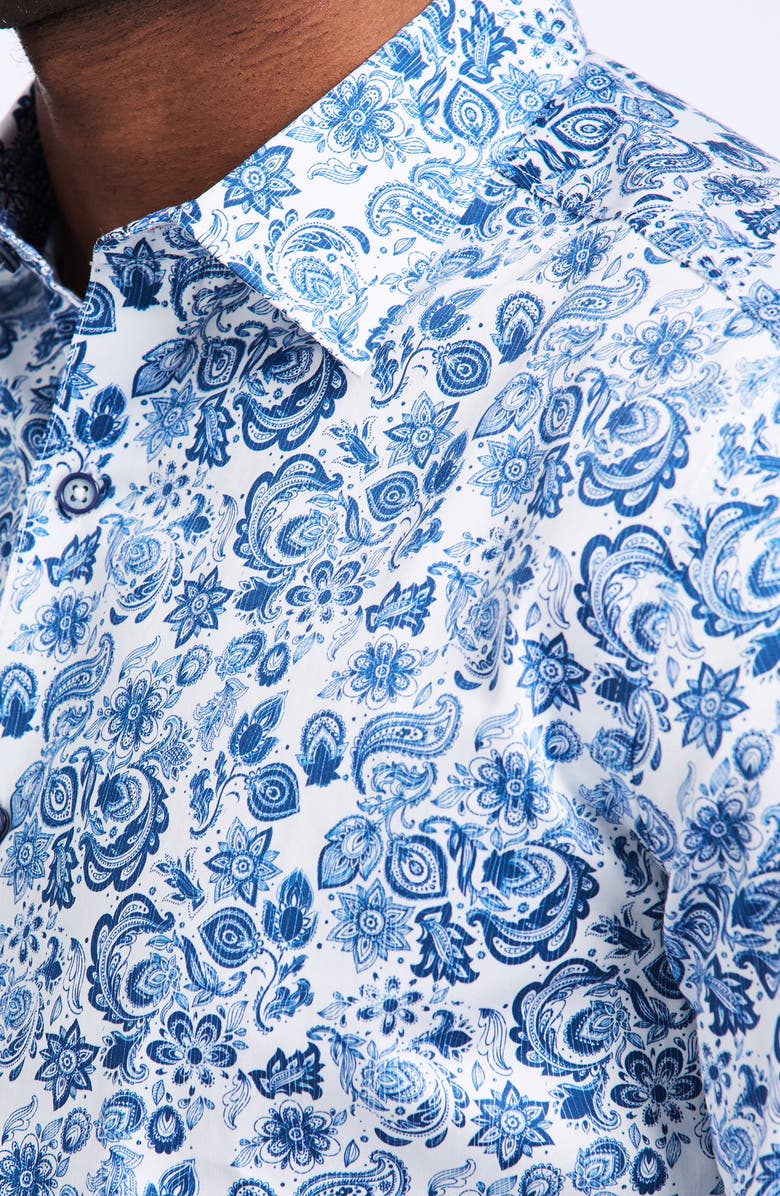 Robert Graham Lamton Cotton Button-Up Shirt, Alternate, color, Blue