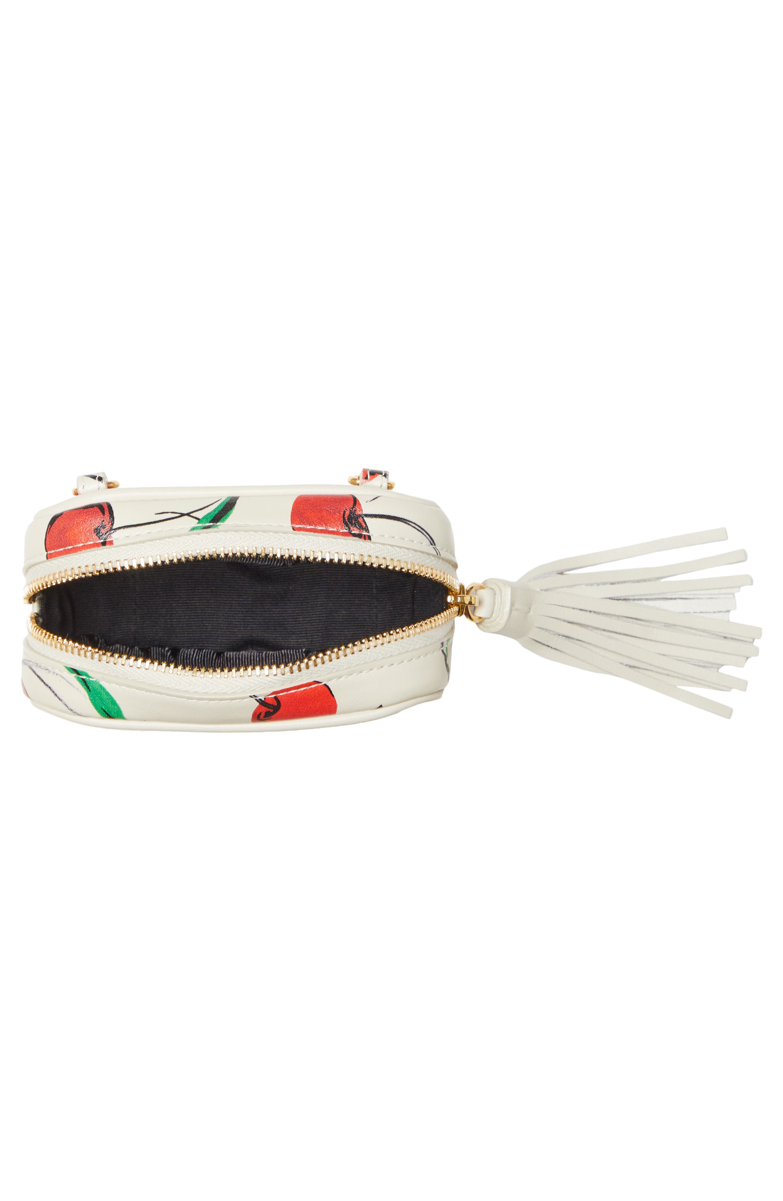 Baby Lou Cherry Print Leather Micro Crossbody Bag, Alternate, color, CREMA SOFT/RED