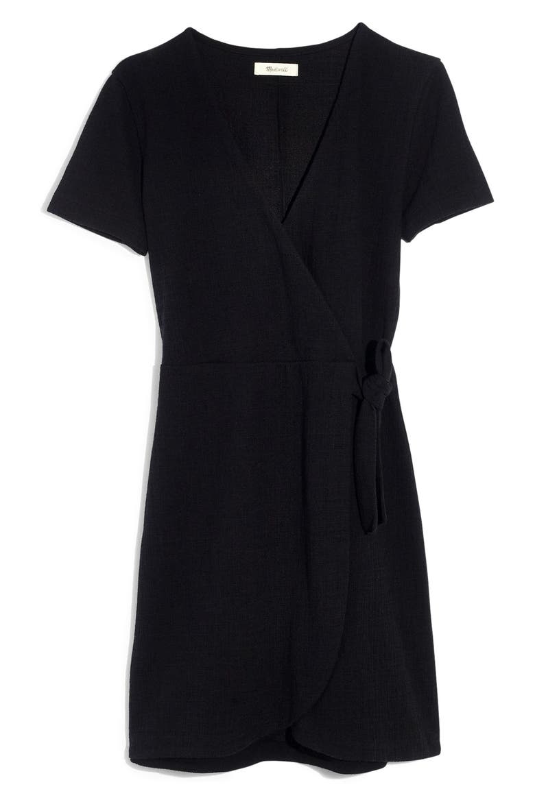 Texture & Thread Short Sleeve Side Tie Dress, Alternate, color, TRUE BLACK