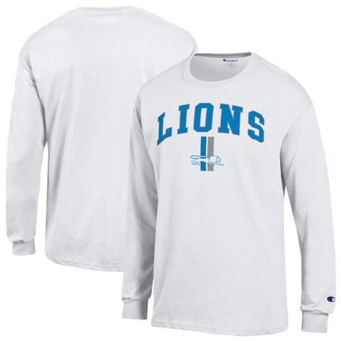 Men's Champion White Detroit Lions Arch Over Logo Long Sleeve T-Shirt