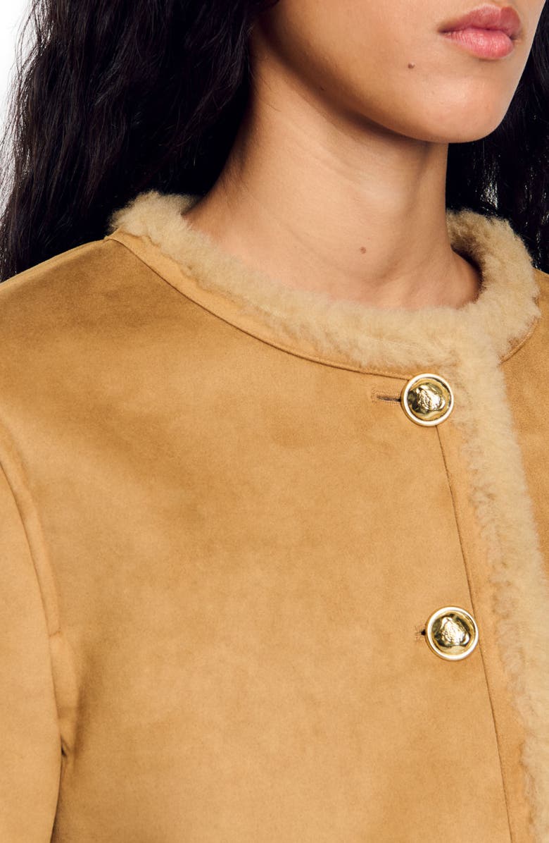 SANDRO Faux fur jacket, Alternate, color, 