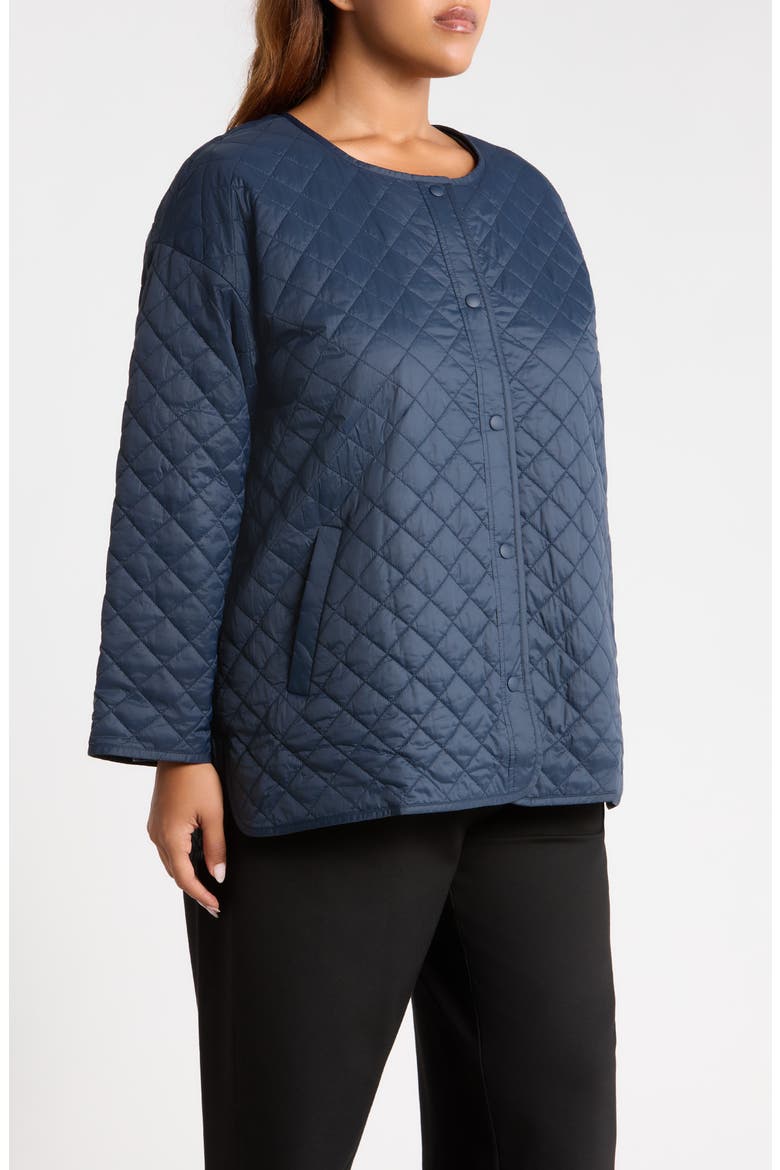 Round Neck Quilted Short Coat, Alternate, color, MARITIME